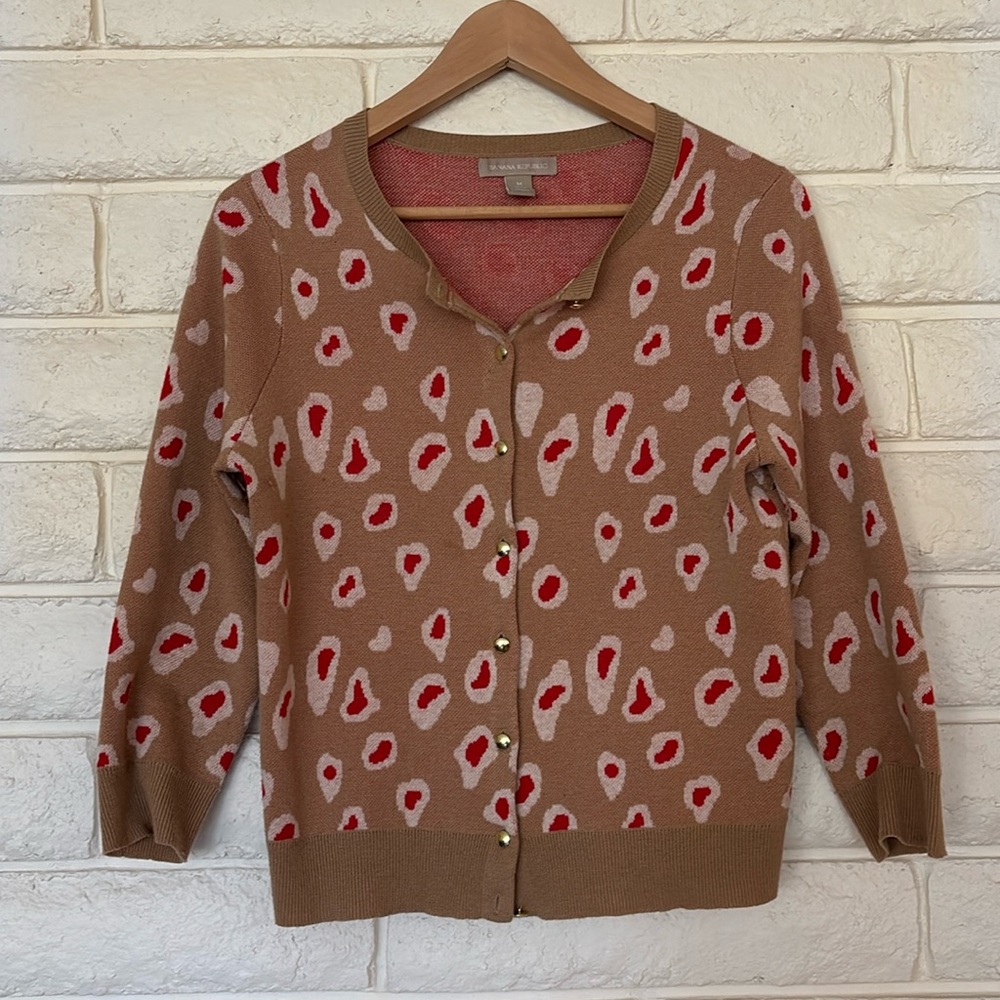 Camel colored leopard print cardigan.